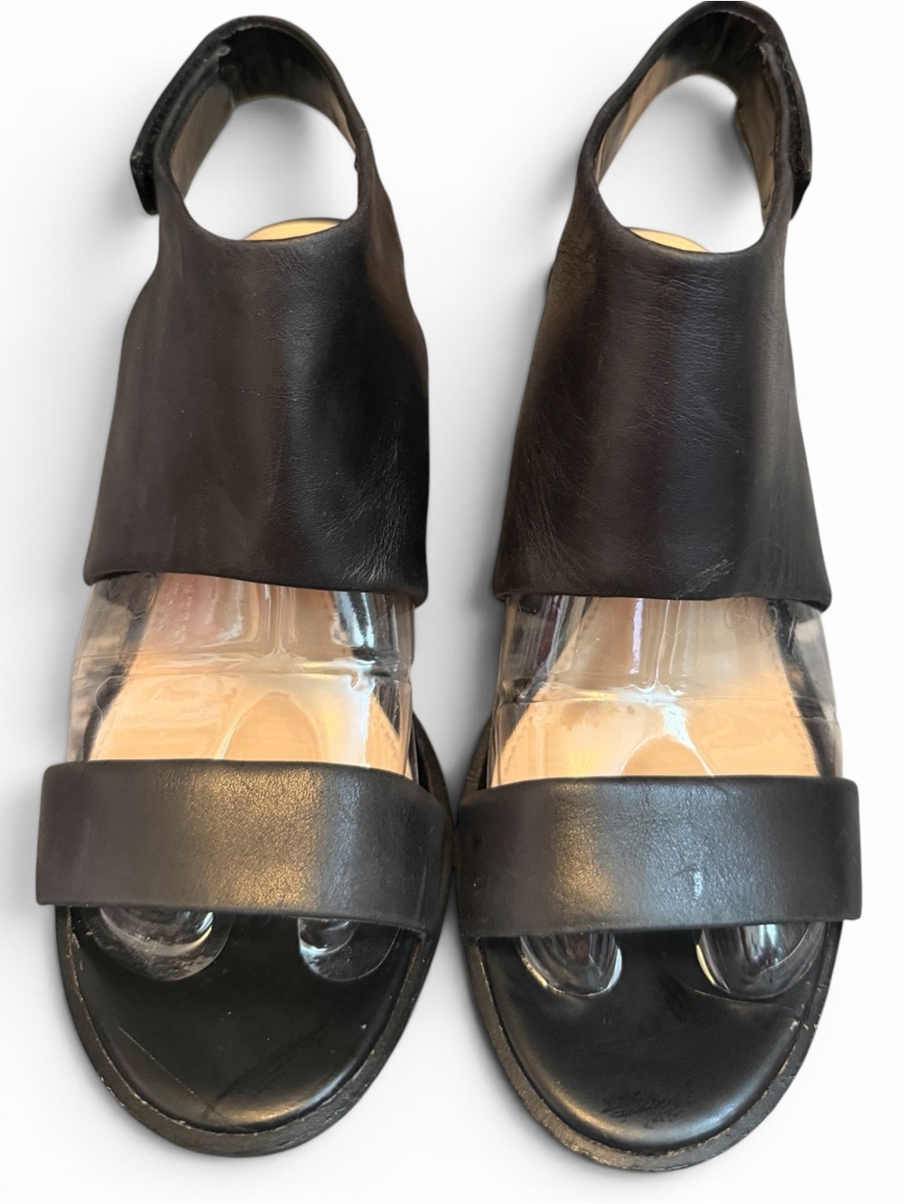 Vince Camuto Black Leather Wide-Strap Open Sandals
